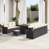  Set vrtnih sofa od 10 komada s jastučićima crni poli ratan akacija | shoptok.hr
