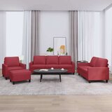 4-dijelni set sofa s jastucima crvena boja vina od umjetne kože | shoptok.hr
