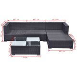  Vrtna sedežna garnitura 5-delna z blazinami poli ratan črna, (20667409) | Shoptok.si