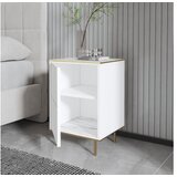 Hanah home Noćni ormarić Imaj 40x60x35cm Bijeli mramor-zlatni | Eponuda.ba