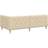 vidaXL Kotna postelja z vzmetnico z vzglavjem krema 90 x 200 cm blago | Shoptok.si