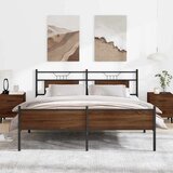 Metalni Kovinski posteljni okvir brez vzmetnice rjavi hrast 183x213 cm, (21829052) | Shoptok.si