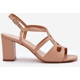 Sergio Leone Women's sandals on block heel beige SK884 | shoptok.hr