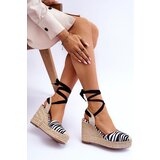 Boto Tied Sandals On A High Wedge Black And White Lendy | Shoptok.si