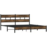 Metalni Kovinski posteljni okvir brez vzmetnice dimljen hrast 193x203cm, (21610780) | Shoptok.si