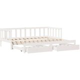 vidaXL Izvlečna dnevna postelja s predali brez vzmetnice bela 90x200cm | Shoptok.si