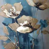  Stenski plakat z EXTRA učinkom - Teal Flowers | Shoptok.si