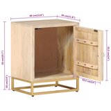  Noćni ormarić 40 x 30 x 50 cm od masivnog drva manga i željeza | shoptok.hr