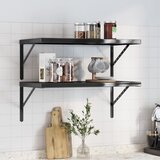 vidaXL Stenske police 2 kosa 75x40 cm črna nerjaveče jeklo | Shoptok.si