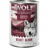 Wolf of Wilderness Adult 6 x 400 g - "Red Meat" Velvet Gloom: svinjsko meso s puranom in postrvjo