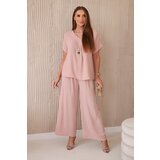 Kesi Set with necklace blouse + trousers dark powder pink | Shoptok.si
