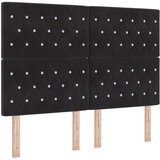 vidaXL Naslonjalo z kristalnimi gumbi, nabranimi robovi, črno, 160 cm, žamet, (22083607) | Shoptok.si