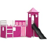 Krevet na kat s toboganom i zavjesama ružičasti 90 x 200 cm | shoptok.hr