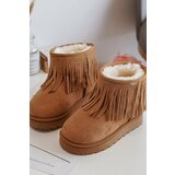 Kesi Insulated children's snow boots with decorative Camel Nimia fringes Cene'.'