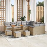 vidaXL 13-delna zunanja sofa garnitura z blazinami Bež Poli ratan Akacija | Shoptok.si