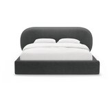 Micadoni Temno siva oblazinjena zakonska postelja s prostorom za shranjevanje z letvenim dnom 160x200 cm Ovalo – | Shoptok.si