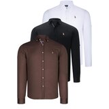 Dewberry TRIPLE SET G674 MENS SHIRT-BLACK-WHITE-EARTH Cijene