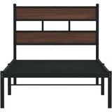 vidaXL Posteljni okvir brez vzmetnice z vzglavjem rjavi 100x200 cm | Shoptok.si