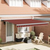 vidaXL Ročna retraktibilna tenda z LED v rumeni in oranžni 400x350 cm Cene