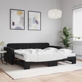 vidaXL Izvlečna dnevna postelja z vzmetnicami črna 90x200 cm žamet Cene