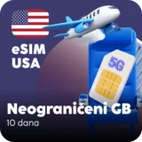 Sjedinjene Američke Države eSIM kartica - Neograničena količina prepaid mobilnih podataka za 10 dana