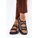 Boto Ladies Patterned Fabric Sandals With Golden Details Beige-Black Pefese | Shoptok.si