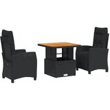  The Living Store Vrtna jedilna garnitura 3-delna z blazinami črn poli ratan - Vrtna Jedilna Garnitura, (21460465) | Shoptok.si