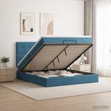  Podesivi krevet s madracem Tamno plava 140 x 190 cm Baršun | shoptok.hr