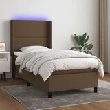  Box spring postelja z vzmetnico LED temno rjava 90x190 cm blago, (20938015) Cene