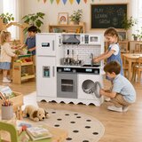 Ginger Home Dečija drvena kuhinja sa frižiderom, sudoperom sa tekuc?om vodom, mikrotalasnom pec?nicom, mašinom za pranje veša i elektronsk | Eponuda.com