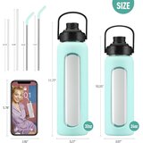 BLUEGO steklena steklenica s slamico in 2 pokrovoma 900ml | Shoptok.si