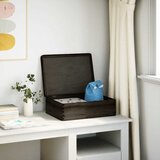  Drvena kutija s poklopcem crna 40x30x13 cm puno drvo bor | shoptok.hr