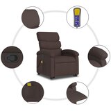  Električni masažni naslonjač na podizanje od tkanine tamnosmeđi | shoptok.hr