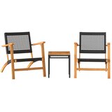  3-dijelni bistro set od poliratana i bagremovog drva crni | Eponuda.com