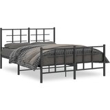 Furnova Kovinski posteljni okvir z vzglavjem in vznožjem črn 140x190 cm, (21938853) | Shoptok.si
