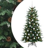 Umjetno božićno drvce s kuglicom 150 cm 150 LED lampica - Zelena 150 cm s LED žaruljama i bijelim kuglicama | shoptok.hr