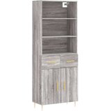 vidaXL Visoka komoda siva sonoma 69,5x34x180 cm inženirski les | Shoptok.si