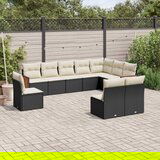 vidaXL 10-dijelni set vrtnih sofa s jastucima crni od poliratana | shoptok.hr