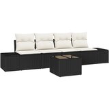 vidaXL 5-delni set dvorskih sofa s jastučićima Crna Poli ratan Cijene
