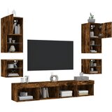 8-dijelni zidni TV elementi s LED svjetlima boja hrasta drveni | shoptok.hr