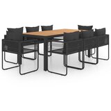  9-dijelni vrtni blagovaonski set od PVC ratana crno-smeđi | shoptok.hr