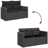 vidaXL Vrtna sedežna garnitura z blazinami 6-delna črn ratan/akacija | Shoptok.si