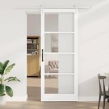  Klizna vrata 93 x 232 cm Masivna borovina i staklo Bijelo | shoptok.hr