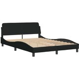  Postelja z vzmetnico črna 140x200 cm blago | Shoptok.si