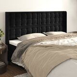 vidaXL Vzglavje z ušesi črno 183x16x118/128 cm žamet | Shoptok.si