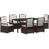vidaXL Set 7 delni vrtni jedilni set Rjava Poli ratan | Shoptok.si