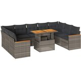 vidaXL Vrtna sedežna garnitura z blazinami 10-delna siv ratan/akacija, (21782524) | Shoptok.si