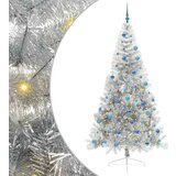  Umjetna preddekorirana božićna jelka srebrna 240 cm PET | Shoptok.si