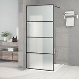 Pregrada za tuš crna 90 x 195 cm s mutnim staklom ESG | shoptok.hr