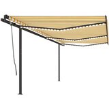 vidaXL Ročno zložljiva tenda z LED lučkami 6x3 m rumena in bela, (20803786) | Shoptok.si